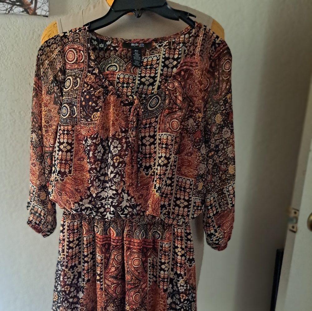 PM Style & Co Lined Boho Style Fall Dress Like New!